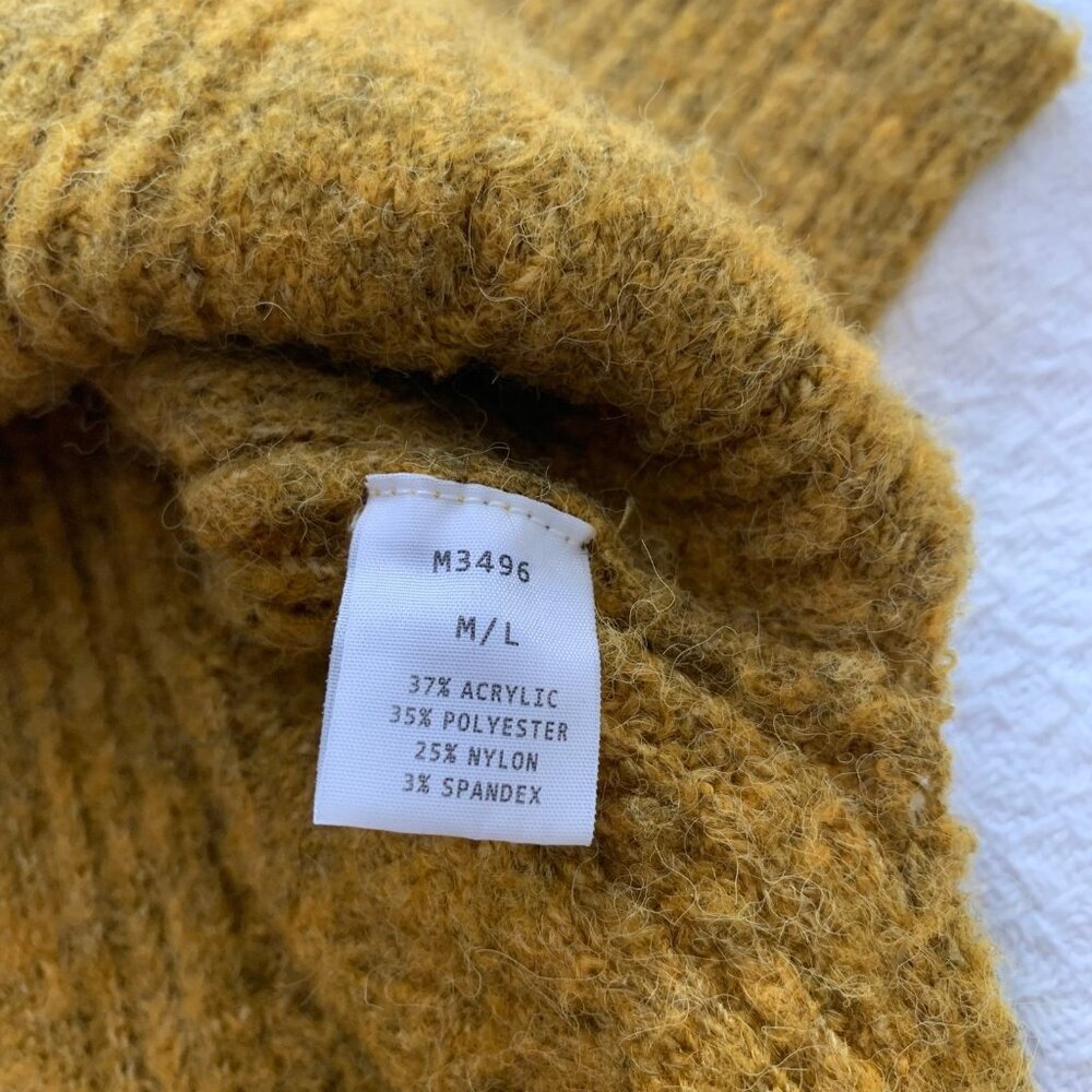 Kerisma Cable Knit Sweater Vest Women M/L Mustard Yellow Turtleneck High Low Hem - Picture 7 of 9